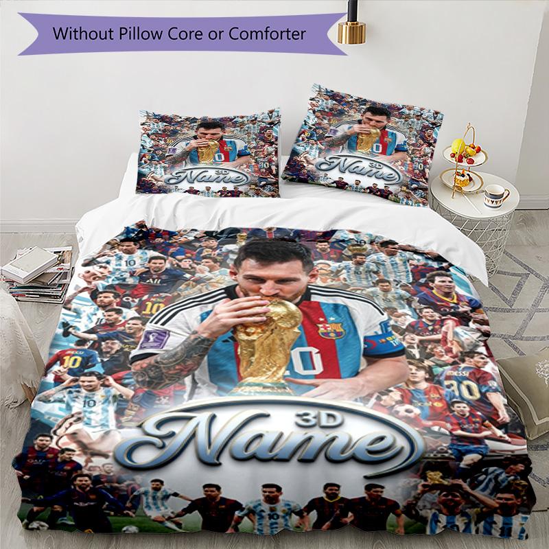 Messi Lionel Messi World Cup Champion Personalized Name Bedding Set,Premium Bed Linen for Bedroom Home Decoration,Perfect Collectible Gift for Messi F