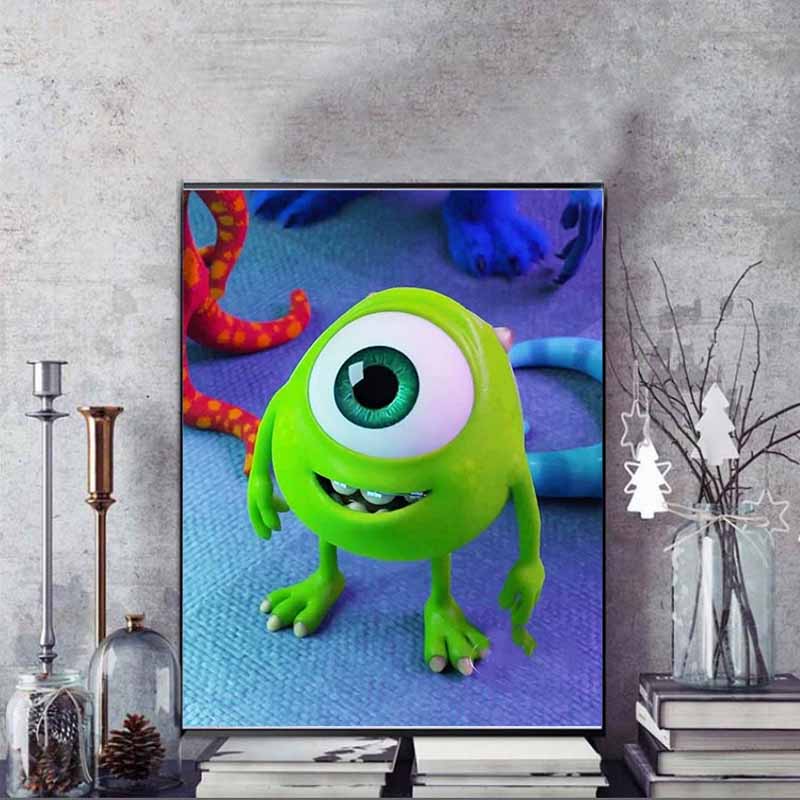 Disney Diamond Painting Mike Wazowski Figurine, Cartoon 5D Diamond Cross Stitch Mosaic Home Decor Gift