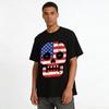 Vintage American Flag Skull Print Edgy Streetwear Casual Tee Pure cotton T-shirt