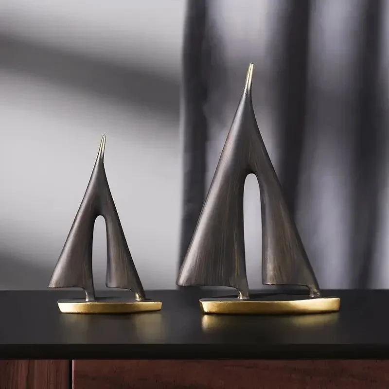 A Pair (2 Sets) of Smooth Sailing Sailboats for Home Decoration, Living Room Decoration, Bedroom Tabletop Decoration, Resin Craf