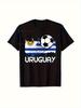 Camiseta de aficionado de la selección nacional de fútbol de Uruguay Camiseta con bandera uruguaya y logo de fútbol transpirable corte slim Unisex Mujer Cómoda