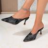 Women's Slippers Summer Ladies Shoes 2026 New Retro Pointed Toe Dress Office Slip on Ladies Heeled Shoes Thin Heel Female Mules