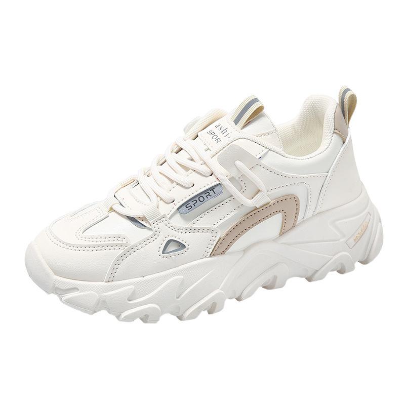 Dad Shoes Children's New 2025 Popular Leather Surface White Shoes Versatile Students Lightweight Shock Absorption Soft Sole Sports Running