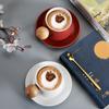 Round Wooden Ceramic Coffee Cup with Saucer Modern Afternoon Tea Dessert Cup Exquisite Couple Mug Office Mug Home Decoration.