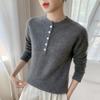 2025 Autumn/Winter Women's Cashmere Sweater: Round Neck, Slim Fit, Loose Buttoned Pullover