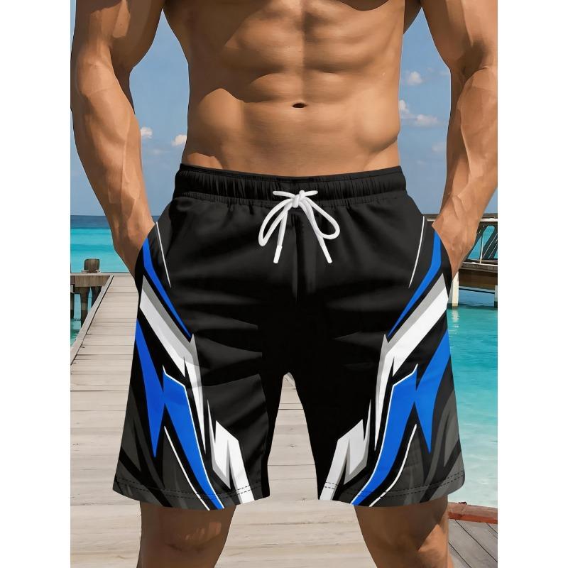 Pantalones Cortos de Baño Casuales con Cordón Estampado de Moda para Hombre, Pantalones Cortos de Natación y Fitness de Verano para Hombre