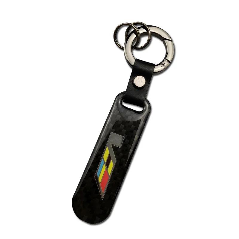 Carbon Fiber Keychain Car Keyring for Cadillac Seville XT4 CT4 CT5 SLR STS CTS DTS ATS Escalade Auto Key Pendant Accessories