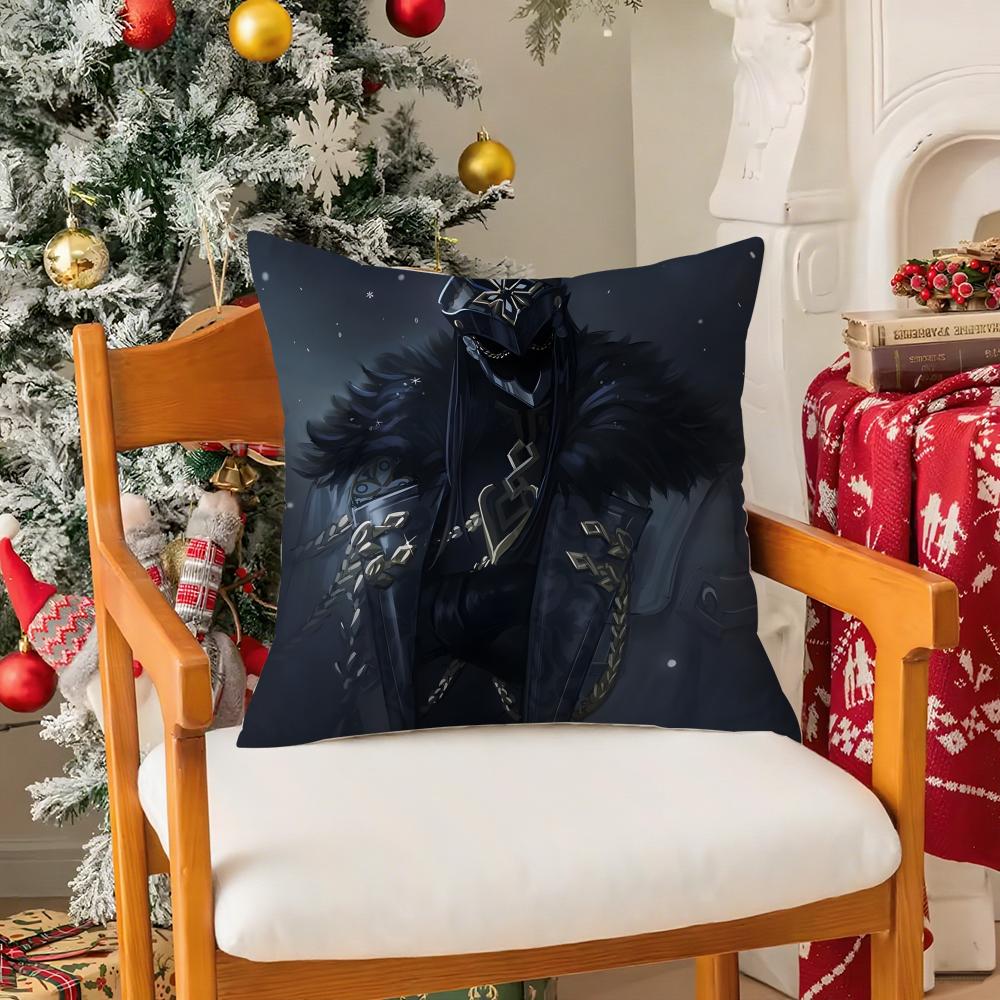 Game GGenshin Impact Capitano Thrain Pillow Case Silky Short Plush With Invisible Zipper Dustproof Sofa Cushion Cover
