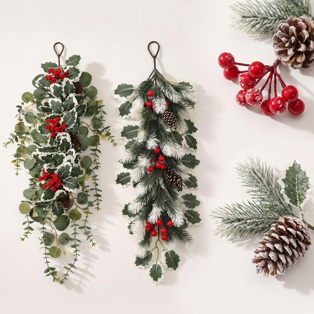 Artificial Christmas Wall Hanging for Home Entryway Window Festive Holiday Decor