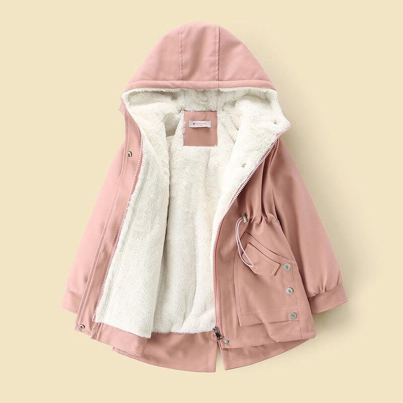 Meng Te Jiao Girls  Fleece-lined Hooded PU Leather Jacket 165