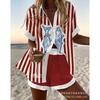 Conjunto de pantalones cortos de playa y camisa de manga corta para mujer, multicolor, vida marina, ocio, vacaciones, conjunto de dos piezas
