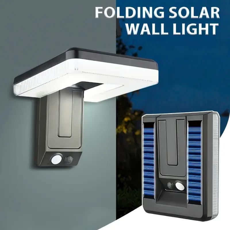 4PCS Folding Solar Lights ,with Motion Sensor Outdoor Solar Wall Lamp 3 Lighting Modes Solar Fence Light for Garden Patio Garage