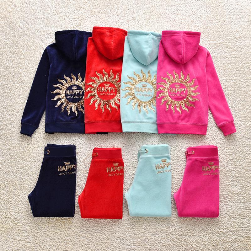 Europäischer & Amerikanischer Samt-Hoodie & Hose mit geradem Bein für Mädchen - Zweiteilige Freizeit-Sportbekleidung