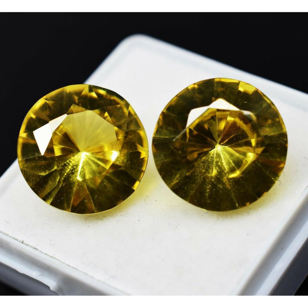 Natural Yellow Color Sapphire   20 Ct Round Cut Pair Loose Gemstone