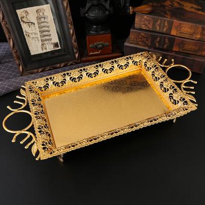 Bandeja europea de metal de lujo, bandeja para frutas, mesa de centro para el hogar, sala de estar, restaurante, bandeja de té, bandeja para aperitivos, adorno