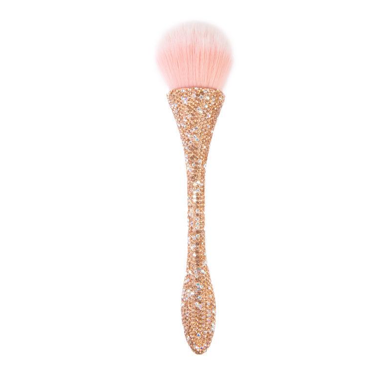 Diamond-Inlaid Handle Loose Powder Brush with High-Footed Cup for Blush & Makeup Setting
