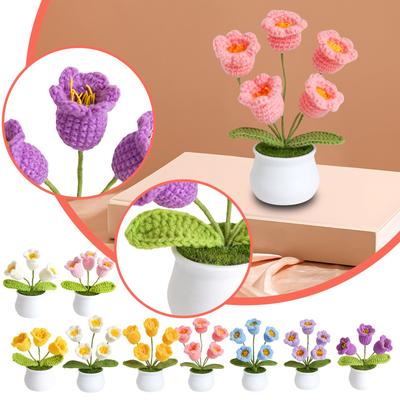 Enkele Handgemaakte Gehaakte Bloempot - Veelkleurige Decoratieve Bloem Voor Thuis, Of Om Cadeau Te Geven (Kies uw favoriete kleur)