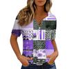 Damen T-Shirt Print Knopf Kurzarm Täglich Wochenende Mode Basic V-Ausschnitt Reguläres Oberteil