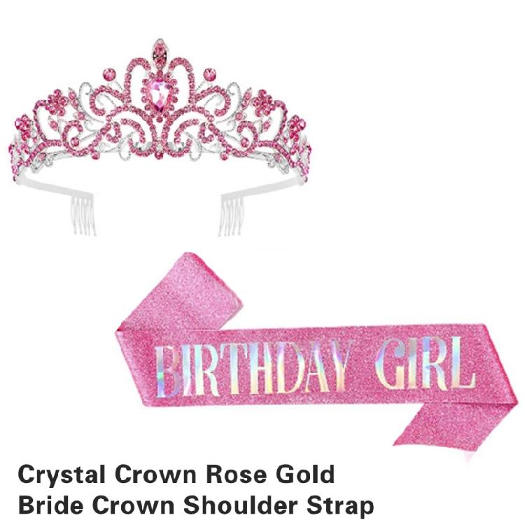 Bride To Be Set Bridal Sash Headband Rhinestones Studded Crown Photo Props