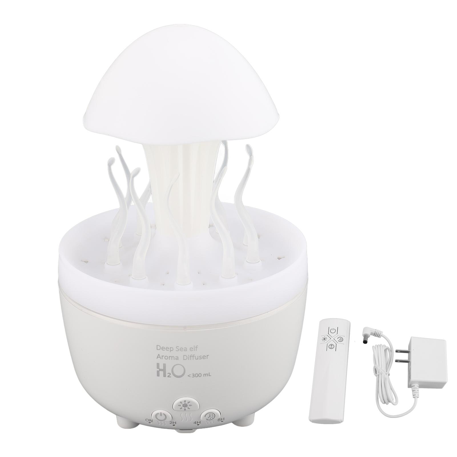 

Увлажнитель воздуха с вращающимся грибом Raindrop, 300 мл, ароматерапевтический диффузор эфирных масел с 7 цветной подсветкой белый