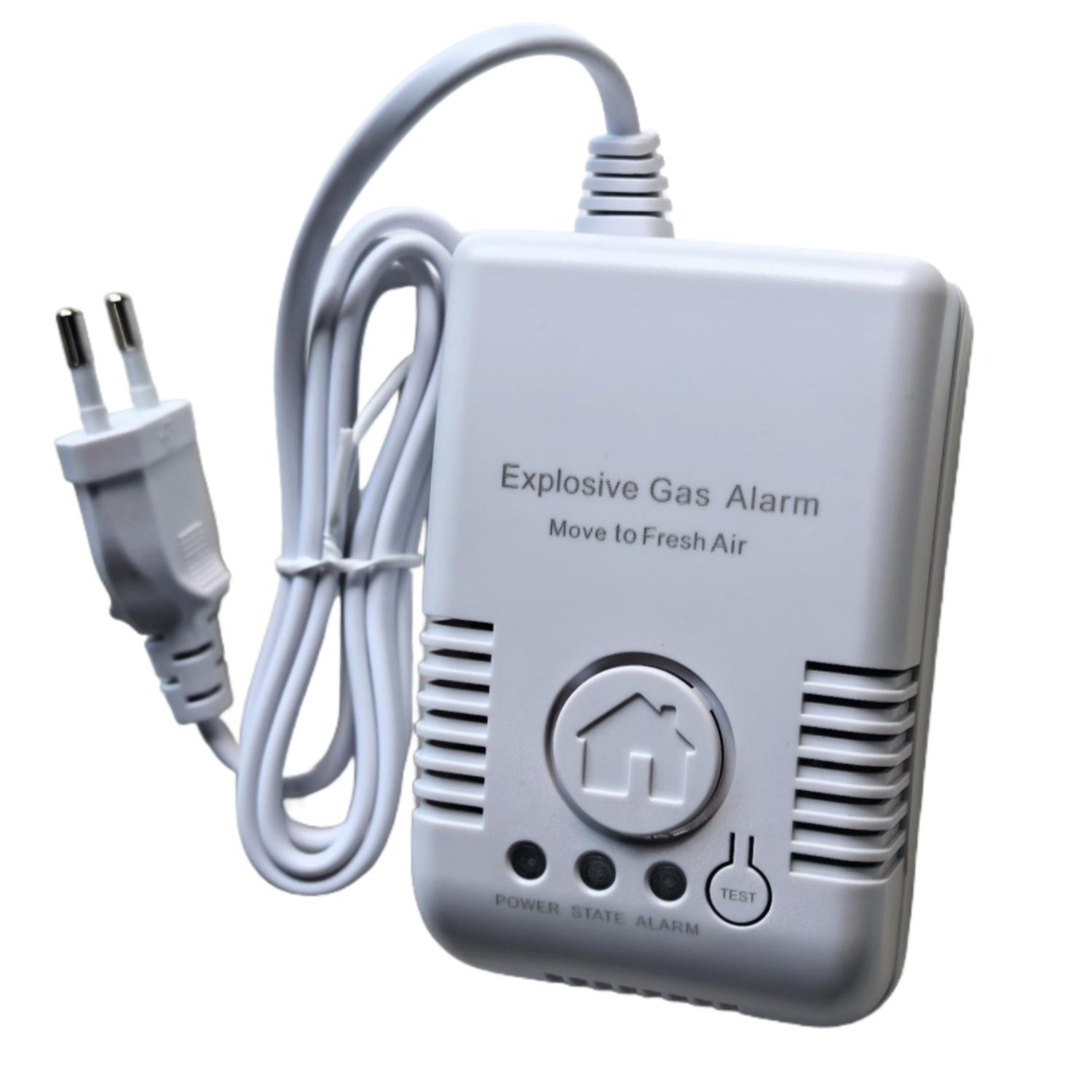 EU/US Plug Gas Leak Alarm Detector with DN15 Copper Valve | Natural Gas LPG Methane Sensor with Auto Shut Off EU Alarm
