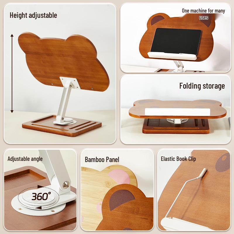 Adjustable Solid Wood Children's Reading Stand: Multifunctional Desktop Book Holder for Elementary Students