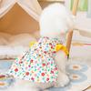 Weiches Hunde Prinzessinnenkleid mit Blumendruck Hunde Flatterärmel Rock Mode Haustier Sommerkleid Outdoor