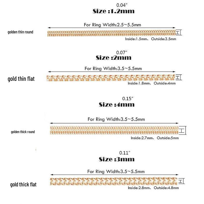 

Универсальный невидимый регулятор размера кольца браслет: Прозрачная желтая пружина для мужчин и женщин Round Thick 1.5*5*100mm золотой