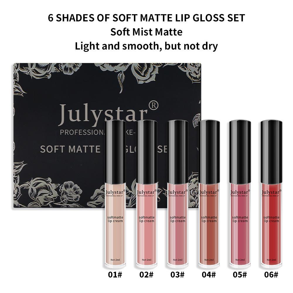 Velvet Water Mist Six Lip Glaze Set Matte Non-fading Non-stick Cup Liquid Lipstick