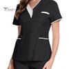 Contrasting Color Decoration Nurse Uniform Scrubs Tops Women V-neck Short Sleeve Pockets Design Overalls Uniforms Patchwork Nursing Working