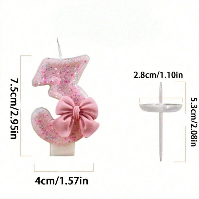 Pink Glitter Number Birthday Candles With Sweet Bow Decor Perfect For Girls Birthday Parties Baby Shower Celebrations