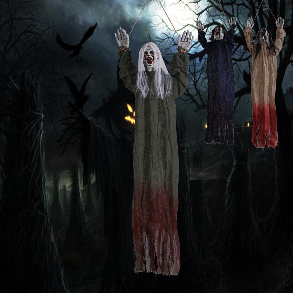 Bloody Cloth Halloween Spirit Face Decorations Long Hair Halloween Terrifying Doll  Haunted House
