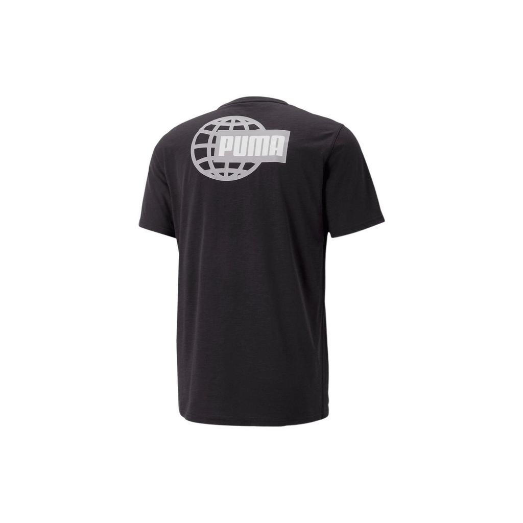 Puma Retro Logo Print Running Sports Fitness Crew Neck Short Sleeve T-Shirt Men Tops Black 523751-01