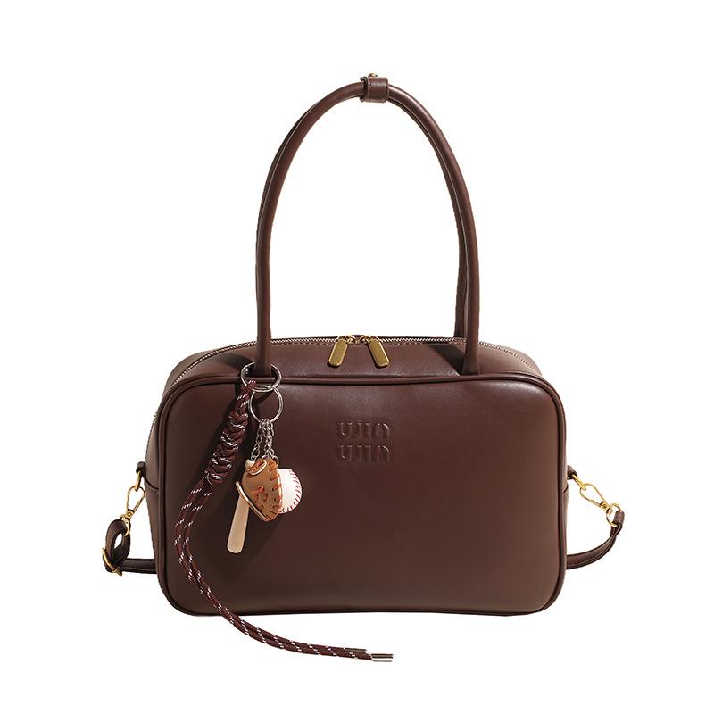 

Мини-портфель простой и модный из микрофибры, кожа, рот, красный конверт, miu, ретро, портативный, мессенджер, для девушки Without pendant темно-коричневого