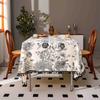 Black Floral Patterned Tablecloth Tassel Edge Anti Slip and Wear-resistant Tabletop Cover American Round Rectangular Tablecloth