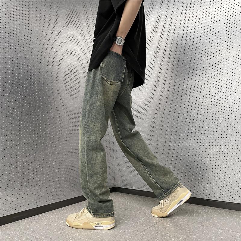 Vintage Jeans Men's Summer Street Casual Wide Leg Trend ins Loose Student Straight Pants