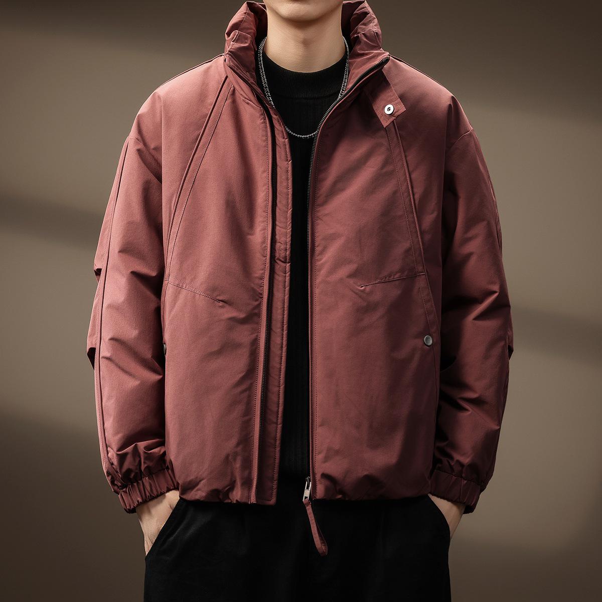 

Men s Winter Down Jacket - High-End Deconstructed Stand Collar with Wide Silhouette and Ruched Sleeves, 90% Duck Down Filling 4XL for 105-115kg червоний