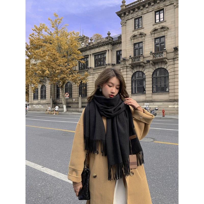 

Белый шарф для женщин на осень и зиму Новый кашемировый шарф Универсальная мужская шаль Корейский стиль Шерстяной шарф 200*70CM