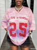 Nr. 25 Modisches Sportliches V-Ausschnitt Jersey T-Shirt für Damen Netzstoff V-Ausschnitt T-Shirt Sommer Harajuku Trend Kurzarm Streetwear Tops