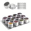12pcs Magnetic Seasoning Jars with Base Seasoning Jar & Visible Window Stainless Steel Spice Containers Kitchen Accessories Set
