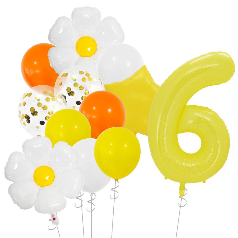 Lively And Cute Little Daisy Aluminum Film Balloon Set Sequined Birthday Party Atmosphere Arrangement