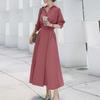 ZANZEA Women Turn Down Collar Loose Casual 3/4 Sleeve Long Dress