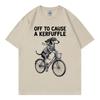 Off To Cause A Kerfuffle Dachshund Bicycle Chaos Funny Meme T Shirt Unisex Fashion Casual Tshirts Summer Loose Cotton Tshirt