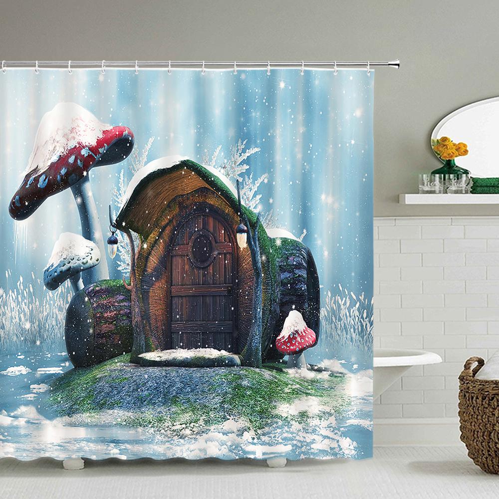 Fairy Dream Forest Shower Curtain Waterproof Bathroom Curtain Polyester Cartoon Fantasy Bath Curtain Home Decoration With Hooks