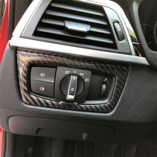 For BMW 3 Series F30 Carbon Fiber Interior Headlight Control Switch Trim Sticker