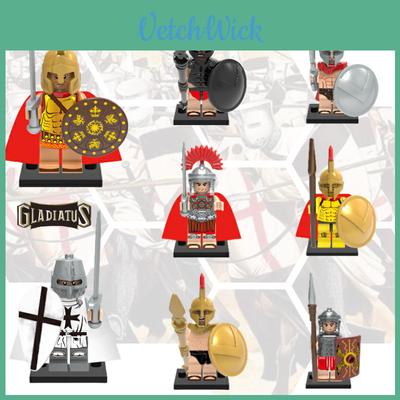 Premium Plastic Building Blocks Toy X0164 Ancient Roman Spartan Crusader Figures Set X643-650
