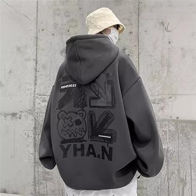 Men's Oversized Graphic Hoodie Hip Hop Style Long Sleeve Pullover Sweatshirt