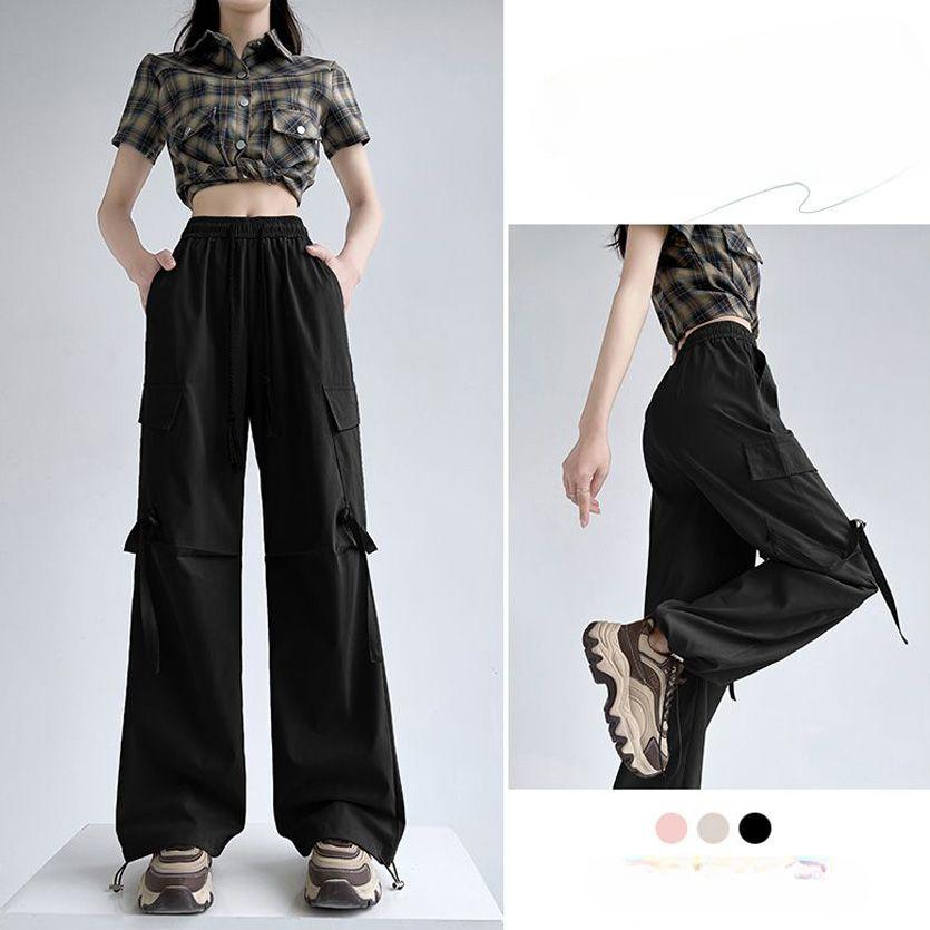 Unisex Cargo Pants | Spring-Summer Thin Straight Wide-Leg Y2K Loose Casual Ankle-Cuffed Long Pants