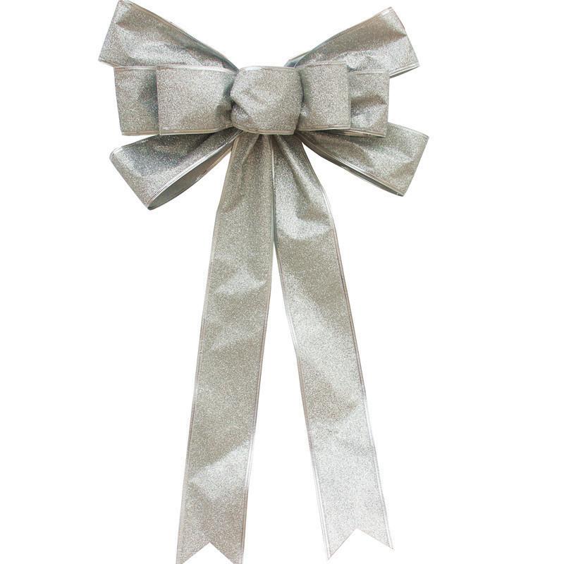 

Fabric Elegant Bow Christmas Tree Ornaments In Classic European And American Style Silver Bow