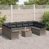 10 Piece Grey Garden Sofa Set with Cushions